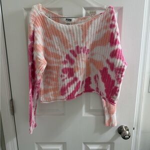 PINK Victoria's Secret Tie-Dye Crop Sweater - Pink & Peach